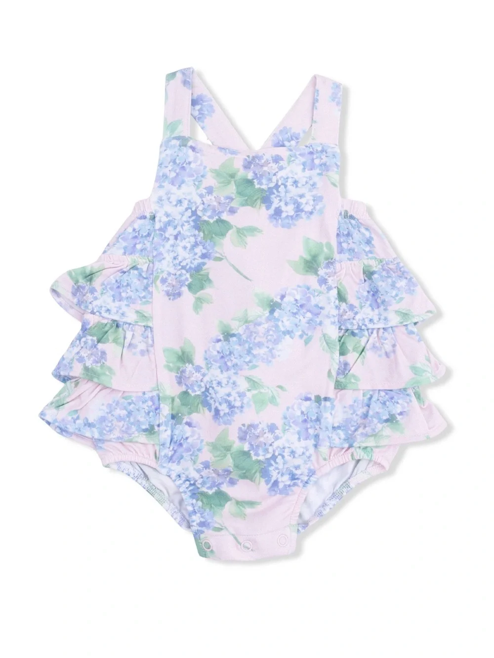 Angel Dear Hydrangeas Ruffle Sunsuit Bubble Romper 6-12 18-24 months